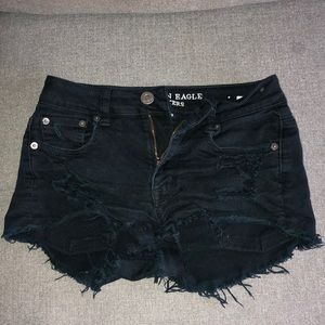 Black denim shorts
